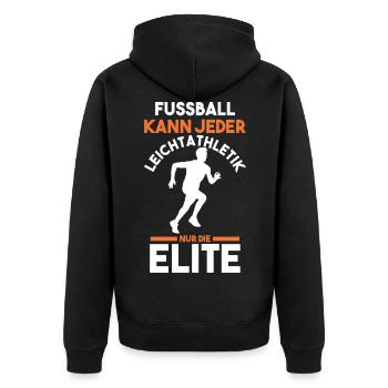 Leichtathletik - Unisex Premium Bio Zip Hoodie - Schwarz - Hinten - Nico (187cm)