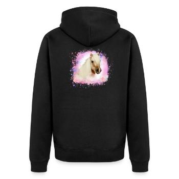 poney, rose, shettland, cheval, poney, poney blanc - Veste à capuche bio Premium Unisexe - noir - Dos - Nico (187cm)