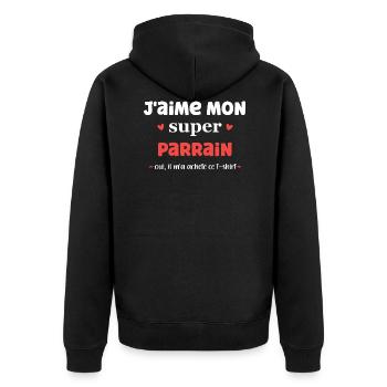 j'aime mon super parrain - Veste à capuche bio Premium Unisexe - noir - Dos - Nico (187cm)