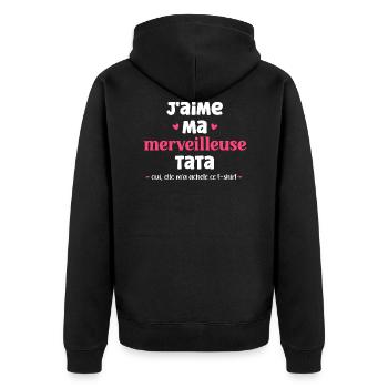 J'AIME MA tata - Veste à capuche bio Premium Unisexe - noir - Dos - Nico (187cm)