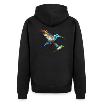 kolibri, graffiti ,malerei, vogel,malerei, - Unisex Premium Bio Zip Hoodie - Schwarz - Hinten - Nico (187cm)
