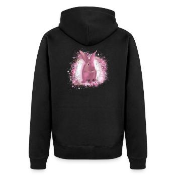 rabbit,graffiti,painting,pet,rabbit,pink - Unisex Premium Organic Zip Hoodie - black - Back - Nico (187cm)