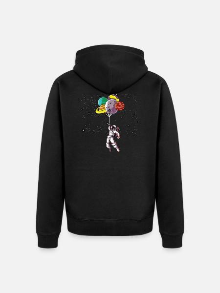 Astronaut mit Luftballons - Unisex Premium Bio Zip Hoodie - Schwarz