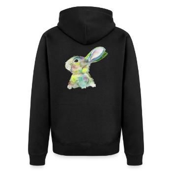 Hase - Unisex Premium Bio Zip Hoodie - Schwarz - Hinten - Nico (187cm)