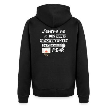 J'entraîne des super basketteuses rien m'fait peur - Veste à capuche bio Premium Unisexe - noir - Dos - Nico (187cm)