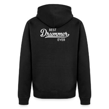 Drummer - Unisex Premium Bio Zip Hoodie - Schwarz - Hinten - Nico (187cm)