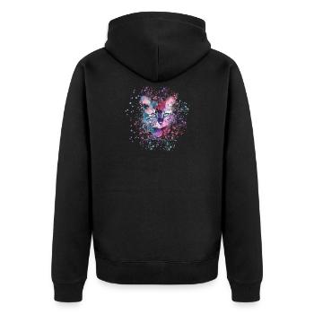 katze,bunt, Aquarell, kätzchen,sterne - Unisex Premium Bio Zip Hoodie - Schwarz - Hinten - Nico (187cm)