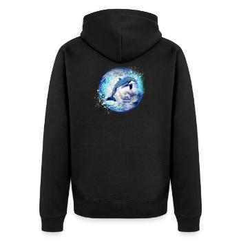 dauphin, terre, peinture, bleu, dauphins, mer, planète - Veste à capuche bio Premium Unisexe - noir - Dos - Nico (187cm)