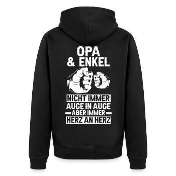 Opa und Enkel - Unisex Premium Bio Zip Hoodie - Schwarz - Hinten - Nico (187cm)