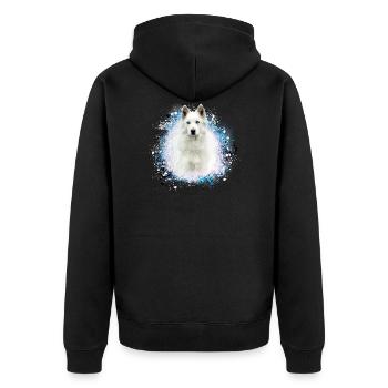 white shepherd,white,dog,painting,shepherd dog - Unisex Premium Organic Zip Hoodie - black - Back - Nico (187cm)