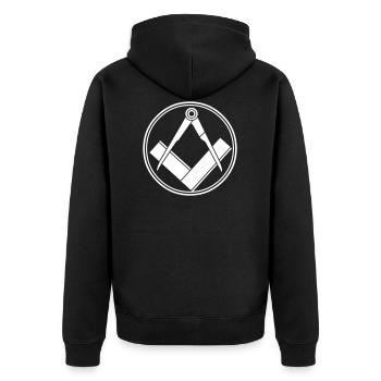 freemasonry - Freimaurer - Unisex Premium Bio Zip Hoodie - Schwarz - Hinten - Nico (187cm)