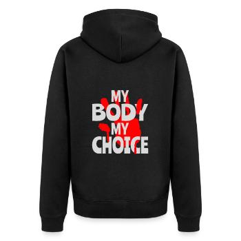 Mon corps Ma décision - Veste à capuche bio Premium Unisexe - noir - Dos - Nico (187cm)