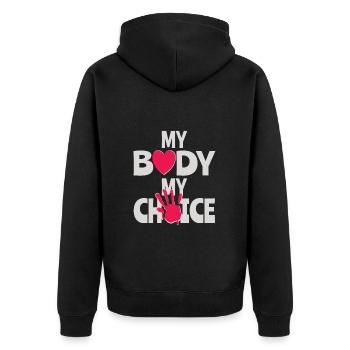 Mon corps Ma décision - Veste à capuche bio Premium Unisexe - noir - Dos - Nico (187cm)