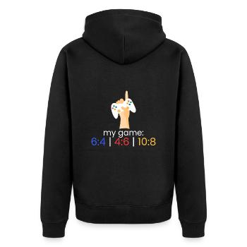 my game: 6:4 | 4:6 | 10:8 - Unisex Premium Organic Zip Hoodie - black - Back - Nico (187cm)