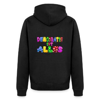 AfD stoppen gegen rechts Demokratie Vielfalt links - Unisex Premium Bio Zip Hoodie - Schwarz - Hinten - Nico (187cm)