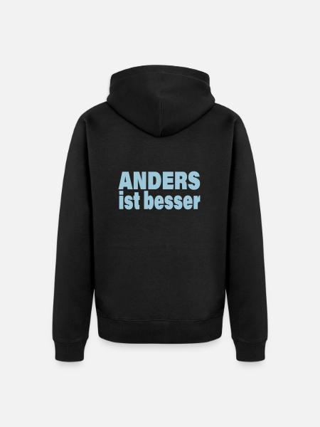 ANDERS IST BESSER - Unisex Premium Bio Zip Hoodie - Schwarz