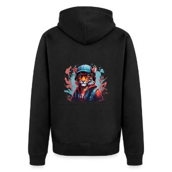 tigre animal art je cool mignon tigre - Veste à capuche bio Premium Unisexe - noir - Dos - Nico (187cm)