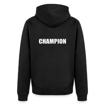 CHAMPION - Unisex Premium Bio Zip Hoodie - Schwarz - Hinten - Nico (187cm)