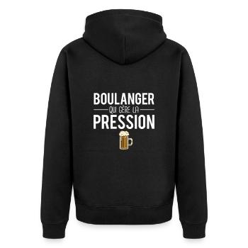 Boulanger qui gère la pression métier humour - Veste à capuche bio Premium Unisexe - noir - Dos - Nico (187cm)