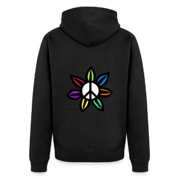 Peace flower - Unisex Premium Organic Zip Hoodie - black - Back - Nico (187cm)
