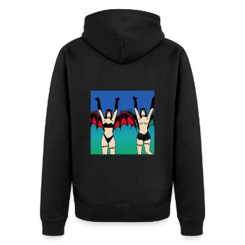 Devils - Unisex Premium Organic Zip Hoodie - black - Back - Nico (187cm)