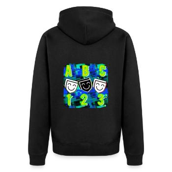 ABC_123 - Unisex Premium Organic Zip Hoodie - black - Back - Nico (187cm)