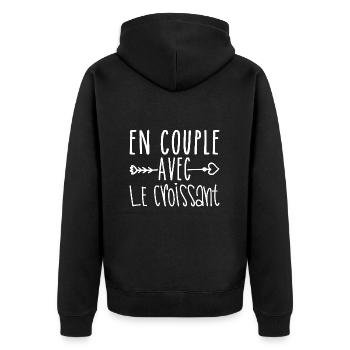 Couples with Crescent, Crescent Fans Gift - Unisex Premium Organic Zip Hoodie - black - Back - Nico (187cm)