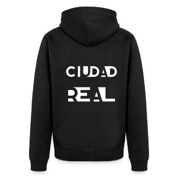 CIUDAD REAL – Castile-La Mancha – Spain - Unisex Premium Organic Zip Hoodie - black - Back - Nico (187cm)