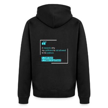 Jealous: 2 Reasons Why My Girlfriend - Unisex Premium Organic Zip Hoodie - black - Back - Nico (187cm)