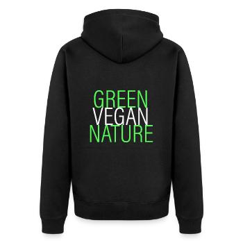 vert - végétalien - naturel - Veste à capuche bio Premium Unisexe - noir - Dos - Nico (187cm)
