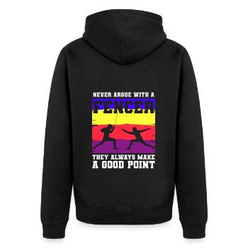 Fechten Fechter Florett - Unisex Premium Bio Zip Hoodie - Schwarz - Hinten - Nico (187cm)