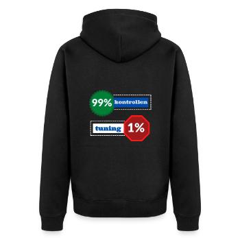 1% Tuning 99% Kontrollen - Unisex Premium Bio Zip Hoodie - Schwarz - Hinten - Nico (187cm)