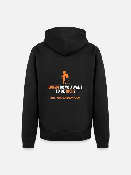 Already rich! - Unisex Premium Organic Zip Hoodie - black