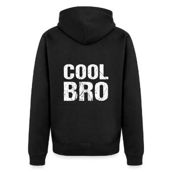 Cool Bro Bruder - Unisex Premium Bio Zip Hoodie - Schwarz - Hinten - Nico (187cm)