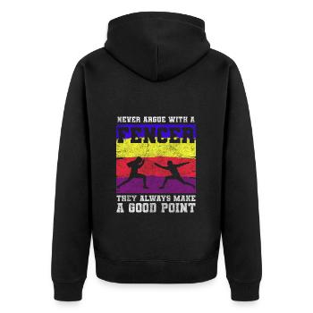 Fechter Sportart Gegner Florett - Unisex Premium Bio Zip Hoodie - Schwarz - Hinten - Nico (187cm)