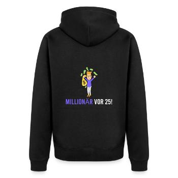 Millionär vor 25! - Unisex Premium Bio Zip Hoodie - Schwarz - Hinten - Nico (187cm)