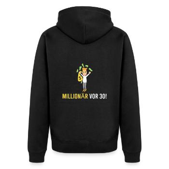 Millionär vor 30! - Unisex Premium Bio Zip Hoodie - Schwarz - Hinten - Nico (187cm)