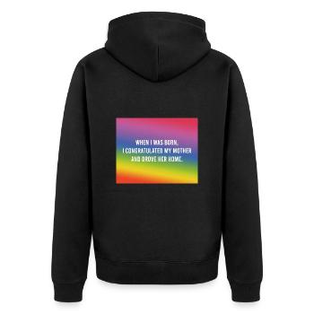 When I was born... - Unisex Premium Organic Zip Hoodie - black - Back - Nico (187cm)