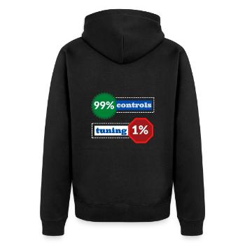 1% Abstimmung 99% Kontrollen - Unisex Premium Bio Zip Hoodie - Schwarz - Hinten - Nico (187cm)