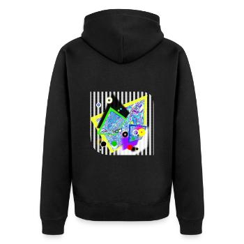 Buntes Leben - Unisex Premium Bio Zip Hoodie - Schwarz - Hinten - Nico (187cm)