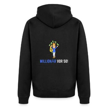 Millionnaire devant 50 ! - Veste à capuche bio Premium Unisexe - noir - Dos - Nico (187cm)
