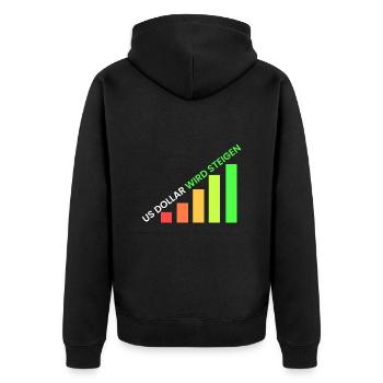 US Dollar wird steigen - Unisex Premium Bio Zip Hoodie - Schwarz - Hinten - Nico (187cm)
