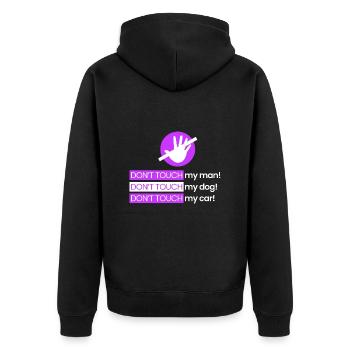 Rühr meinen Mann, meinen Hund, mein Auto nicht an - Unisex Premium Bio Zip Hoodie - Schwarz - Hinten - Nico (187cm)