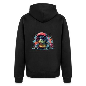 Turtle Animal Art I Cool Cute - Unisex Premium Organic Zip Hoodie - black - Back - Nico (187cm)