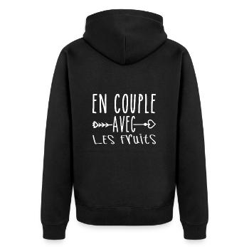 En Couple avec Fruits, cadeau Fans de Fruits - Veste à capuche bio Premium Unisexe - noir - Dos - Nico (187cm)
