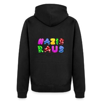 AfD stoppen gegen rechts Demokratie Vielfalt links - Unisex Premium Bio Zip Hoodie - Schwarz - Hinten - Nico (187cm)