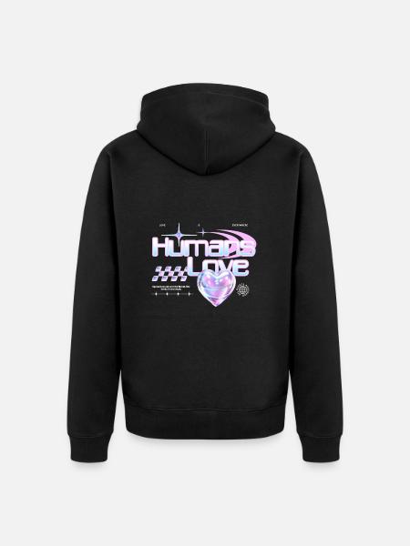 Menschen Liebe - Unisex Premium Bio Zip Hoodie - Schwarz