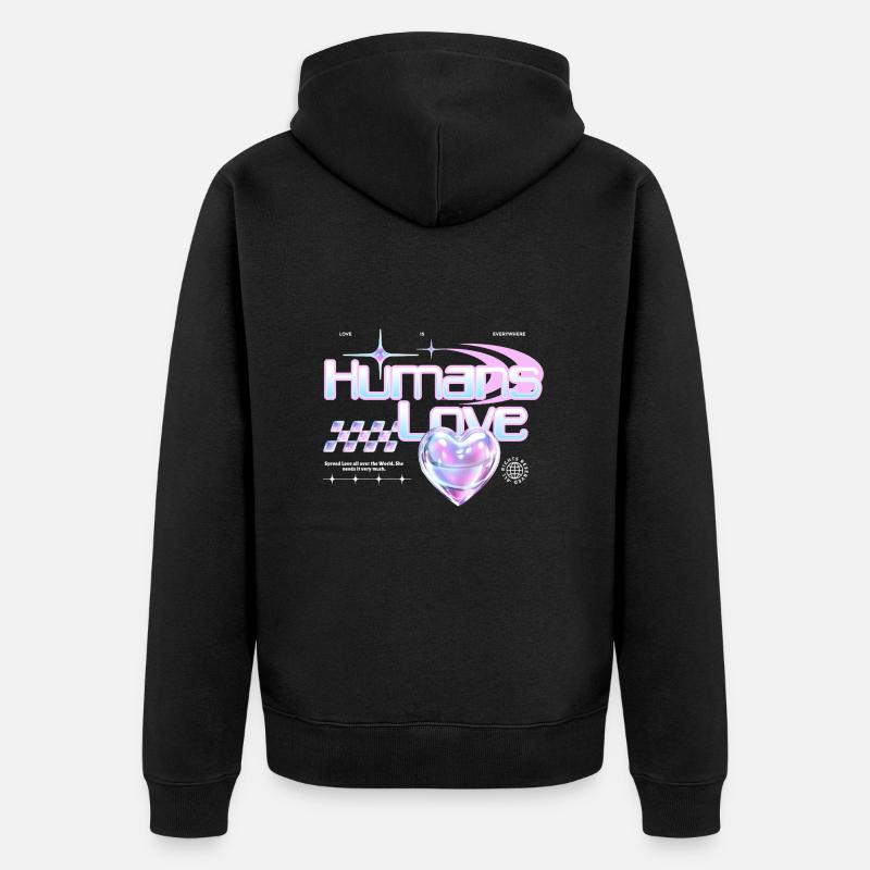 Menschen Liebe - Unisex Premium Bio Zip Hoodie - Schwarz