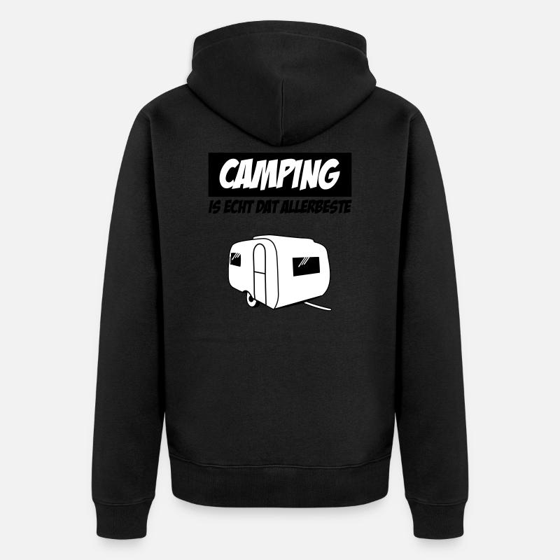 Camping Is Echt Dat Allerbeste - Unisex Premium Bio Zip Hoodie - Schwarz