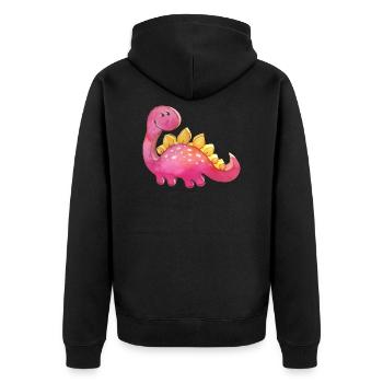 Jolie fille en relief 3D avec dinosaures rose - Veste à capuche bio Premium Unisexe - noir - Dos - Nico (187cm)